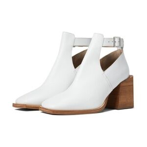 NWT Free People Shoes Brady Buckle leather white Bootie Cut Out ankle boots
